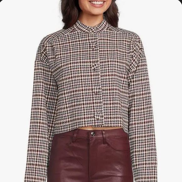 NWT REBECCA TAYLOR techy houndstooth wool blend jacket size L msrp $525 - Picture 2 of 15
